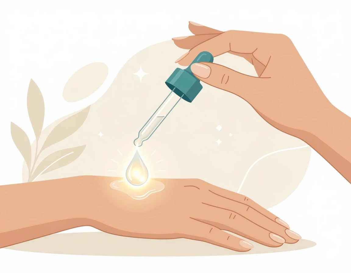 스포이드로 피부에 앰플을 도포하는 모습