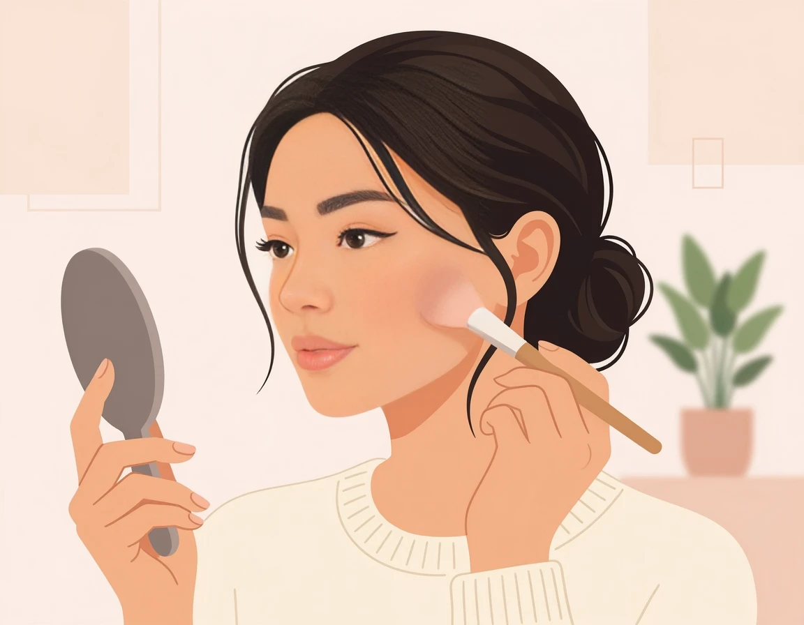 화장이 잘 먹은 매끄러운 피부를 가진 여성 일러스트
