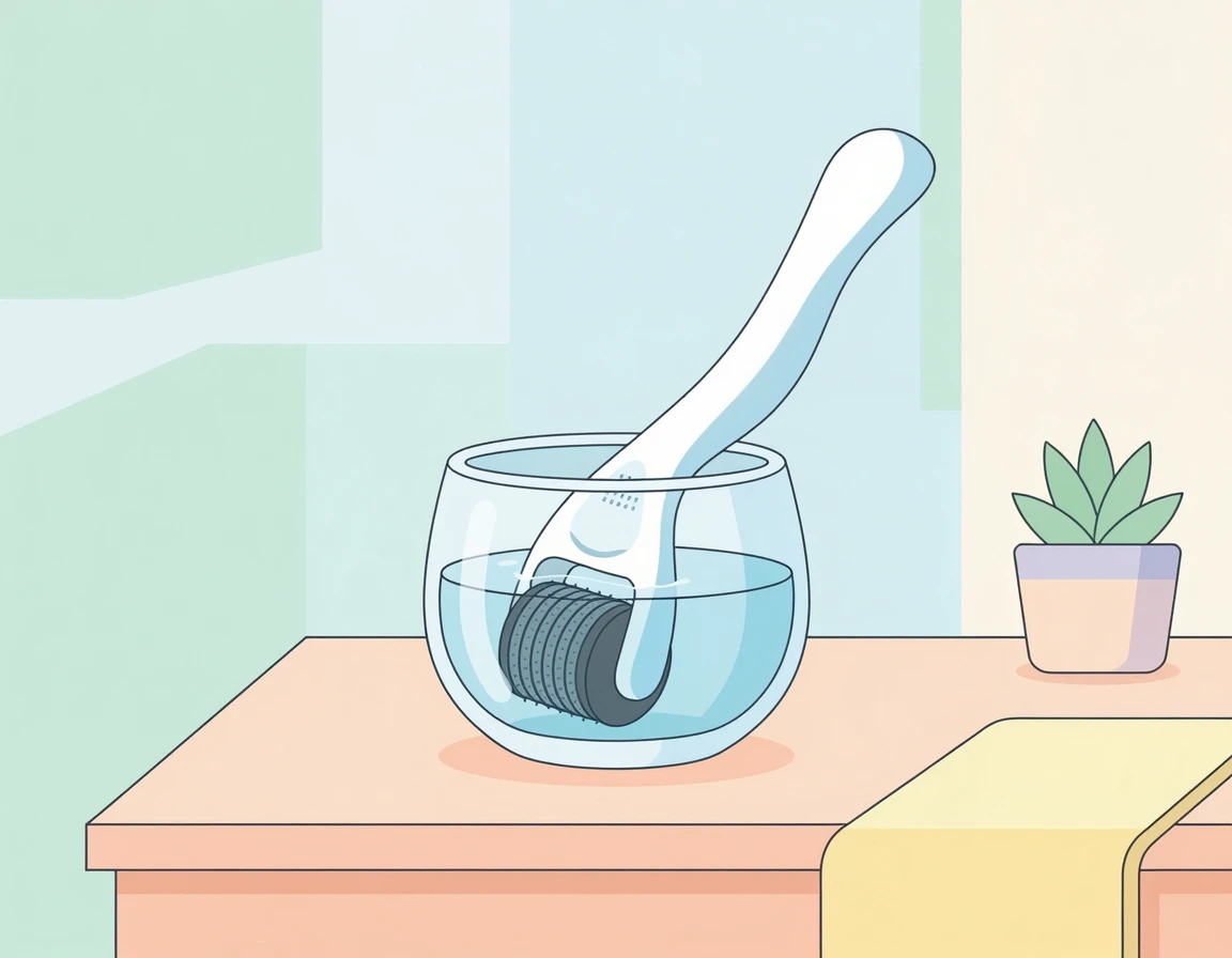 MTS 롤러를 에탄올에 담가 소독하는 모습