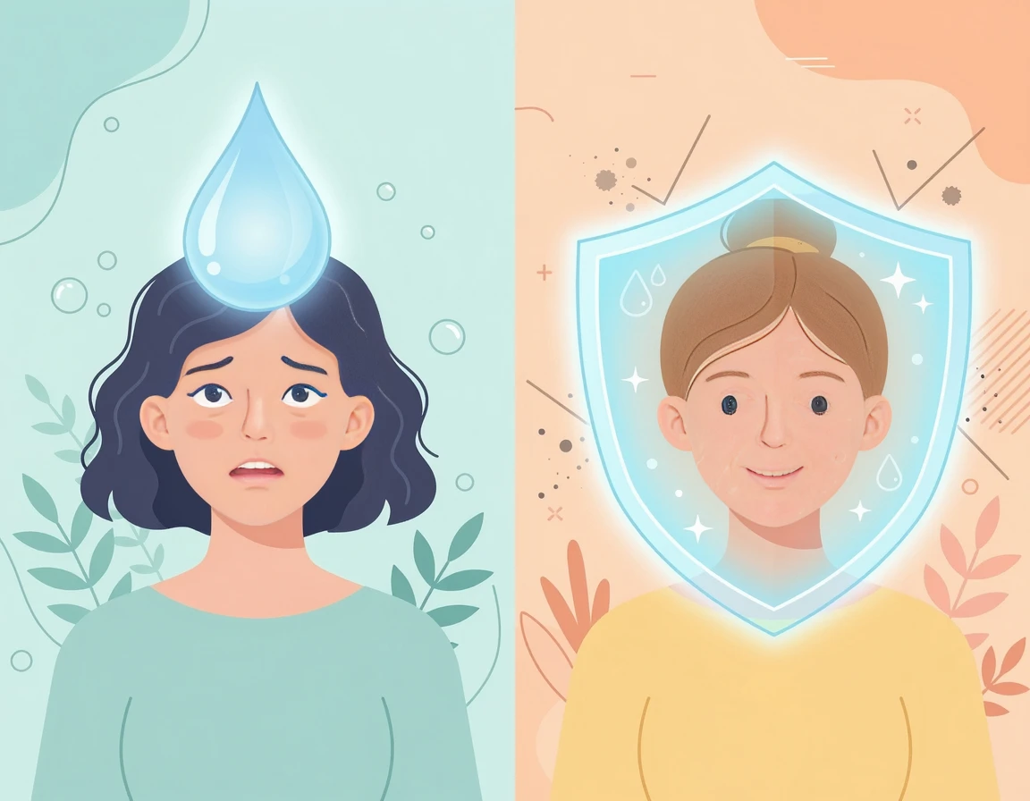 수부지 피부와 극건성 피부에 각각 맞는 토너 성분을 선택하는 일러스트