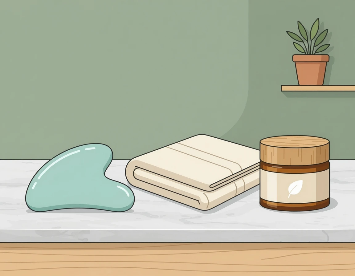 깨끗하게 세척된 괄사와 수분크림 일러스트