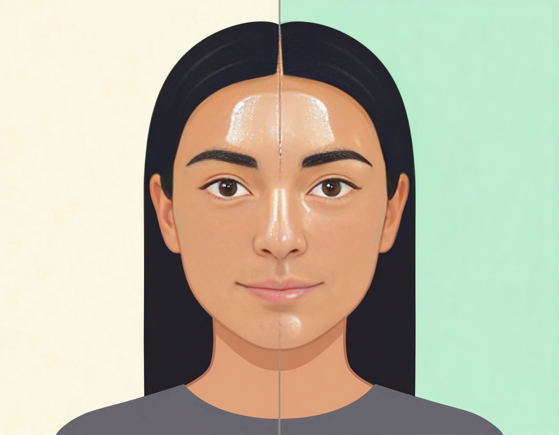 복합성 피부의 T존과 U존 차이 일러스트