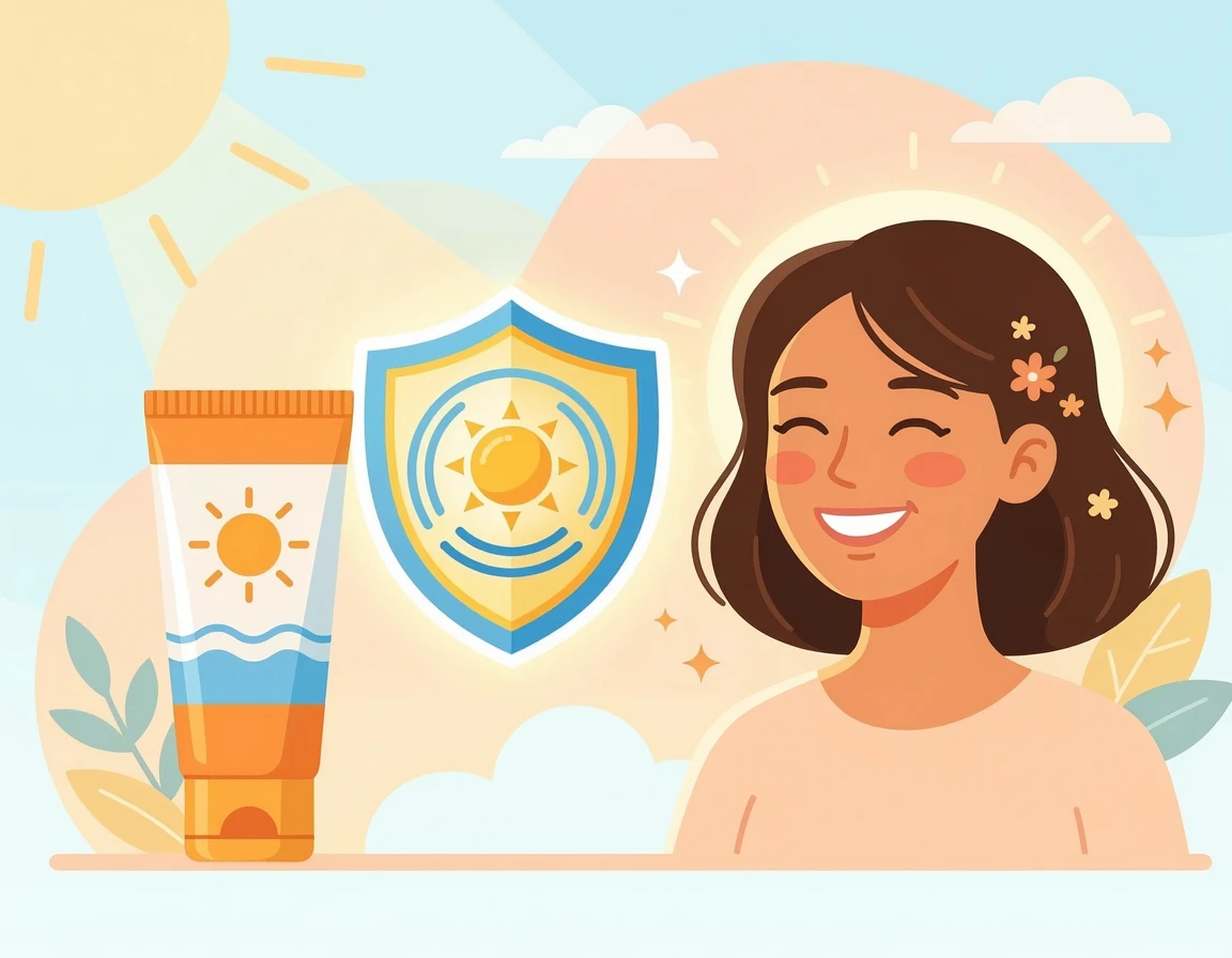자외선 차단제와 피부 보호 일러스트