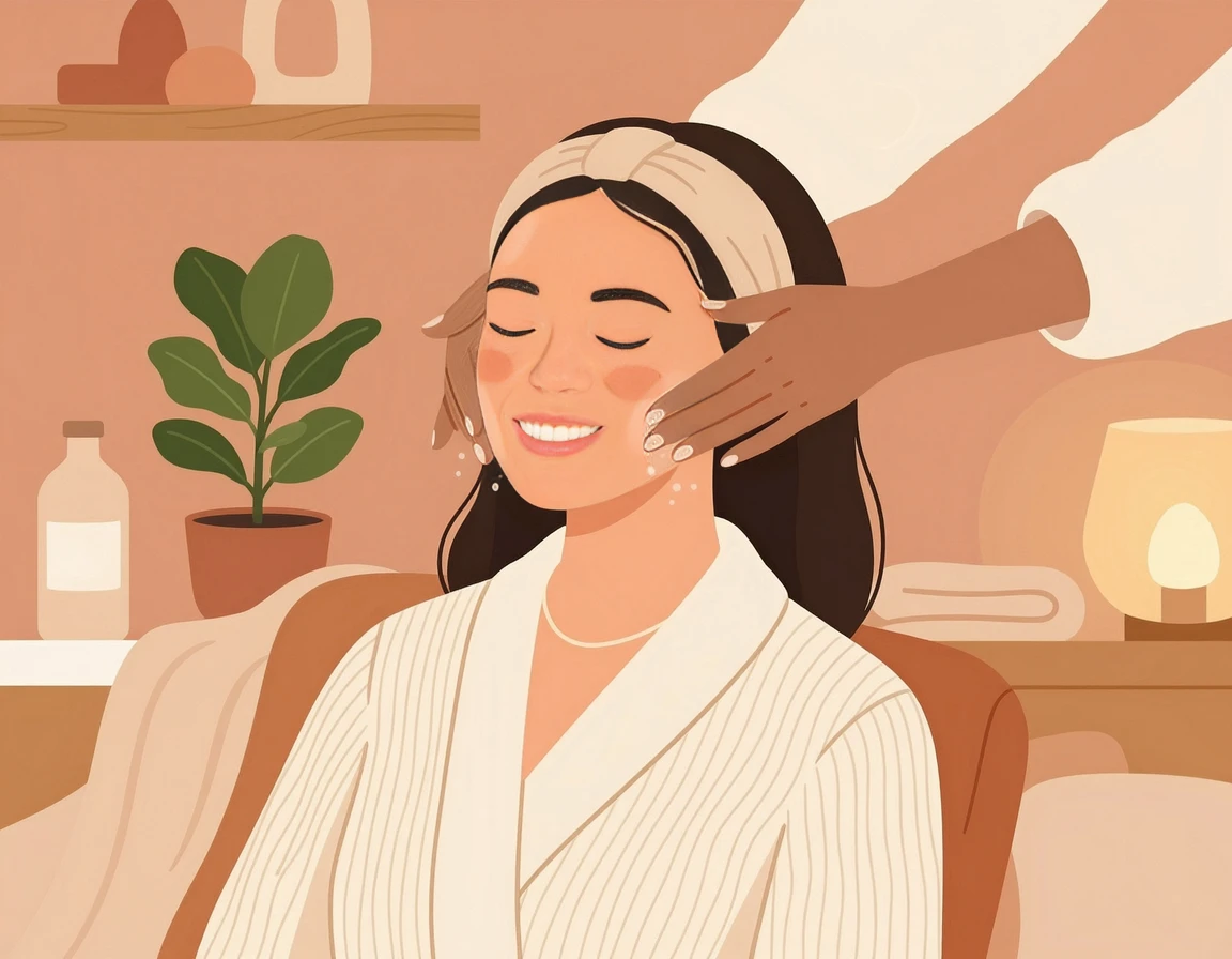 손의 온기를 이용해 토너를 피부에 겹겹이 흡수시키는 레이어링 보습법 일러스트