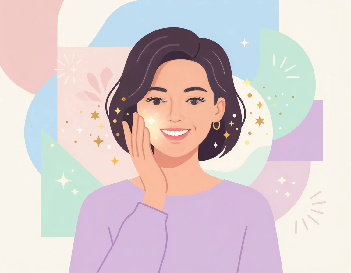 레티놀로 건강한 피부를 되찾고 자신감 있는 여성 일러스트