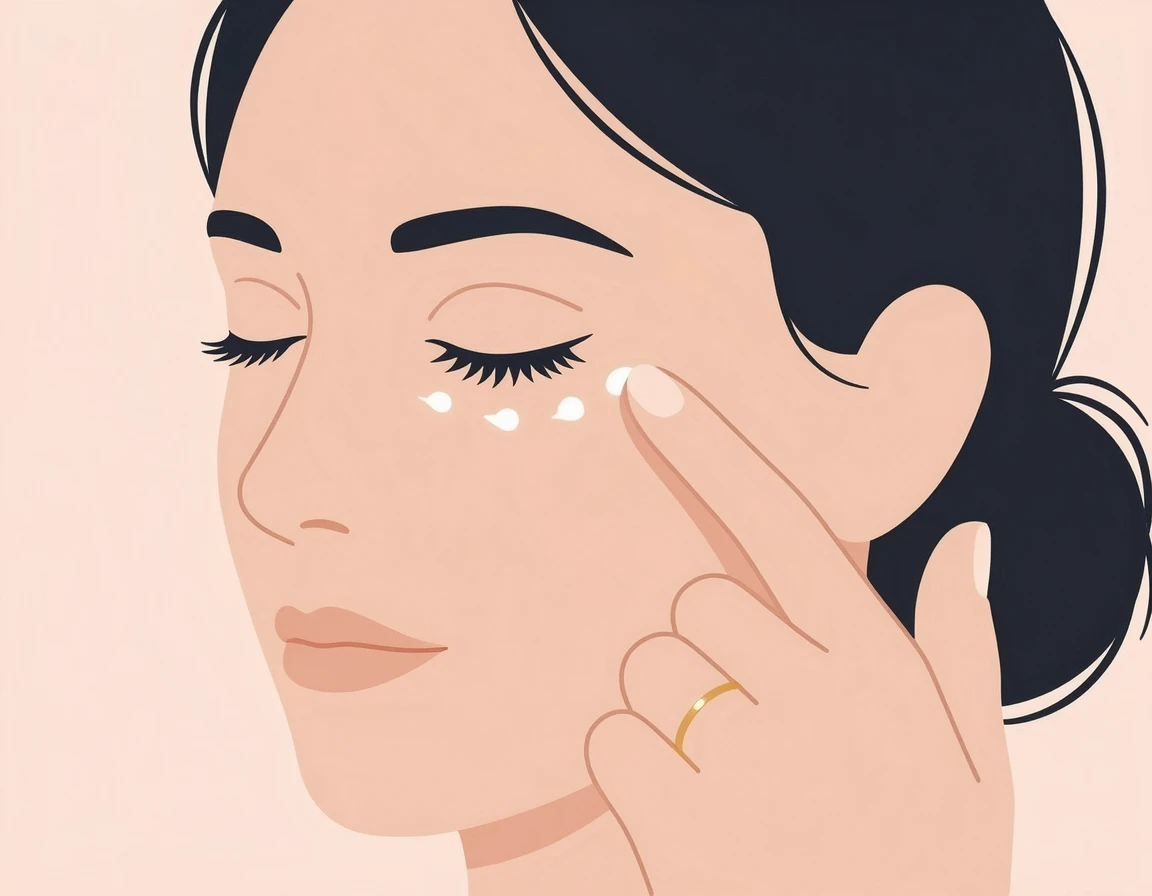 약지 손가락으로 부드럽게 아이크림을 바르는 방법