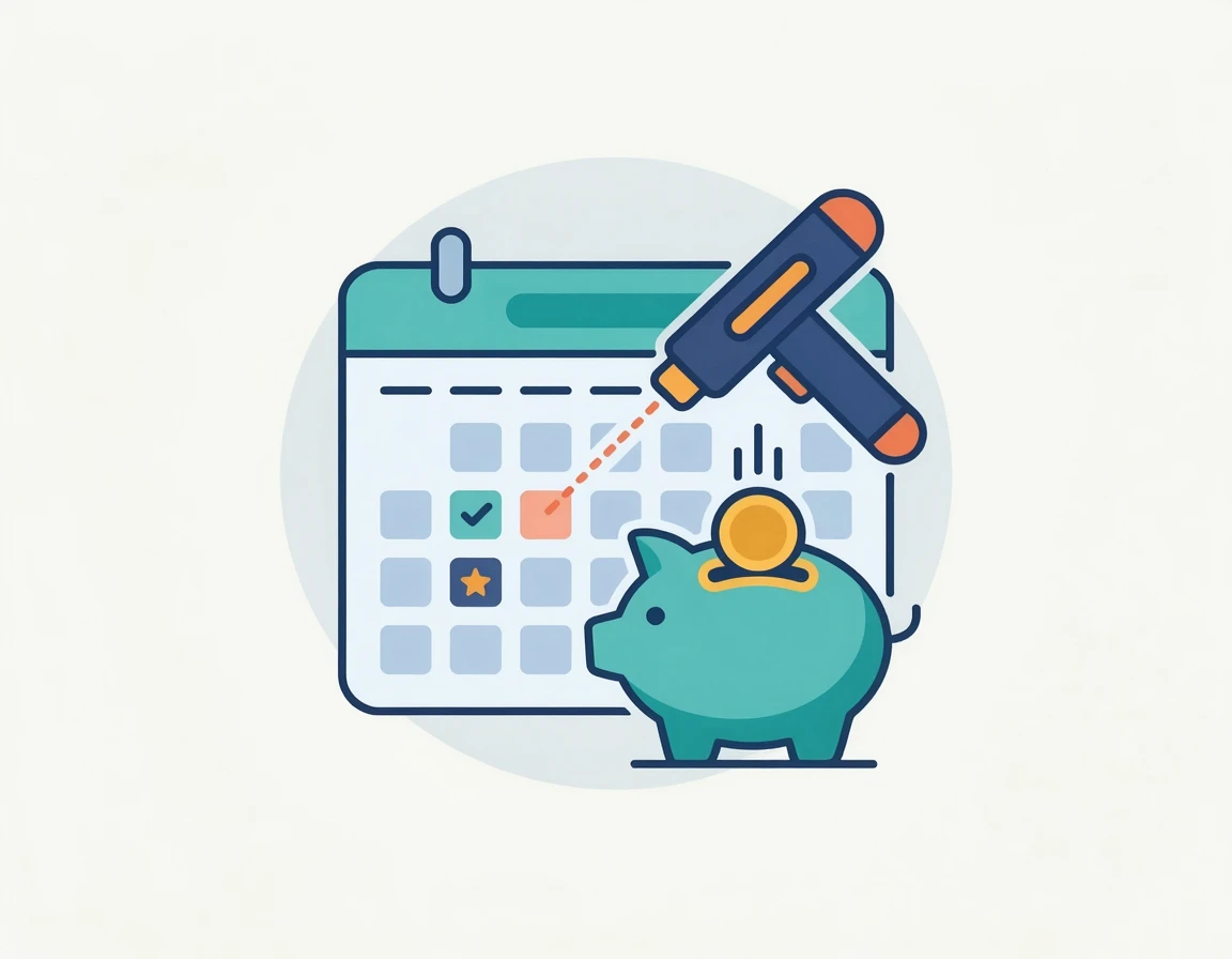 피부과 흉터 시술 비용과 일정을 계획하는 달력과 저금통 일러스트