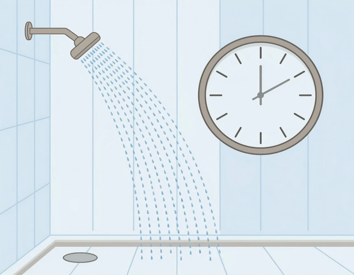 미온수로 10분 이내에 샤워하는 올바른 습관 일러스트