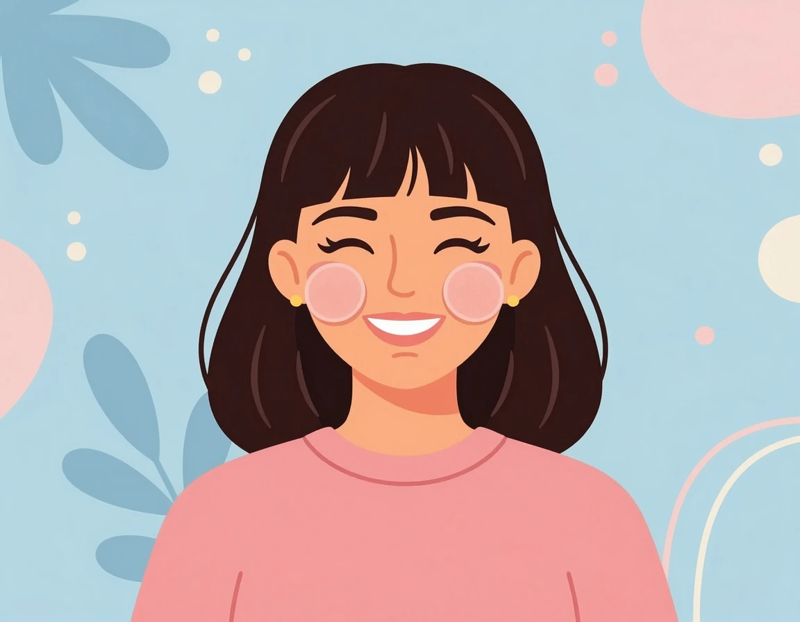 양 볼에 토너패드를 올려 스킨팩을 하는 여성 일러스트