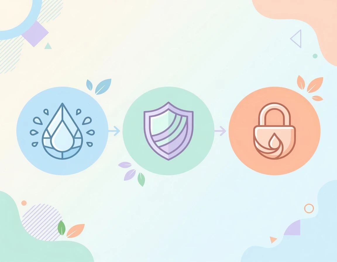 수분을 채우고 잠그는 3단계 밤 스킨케어 보습 루틴 일러스트