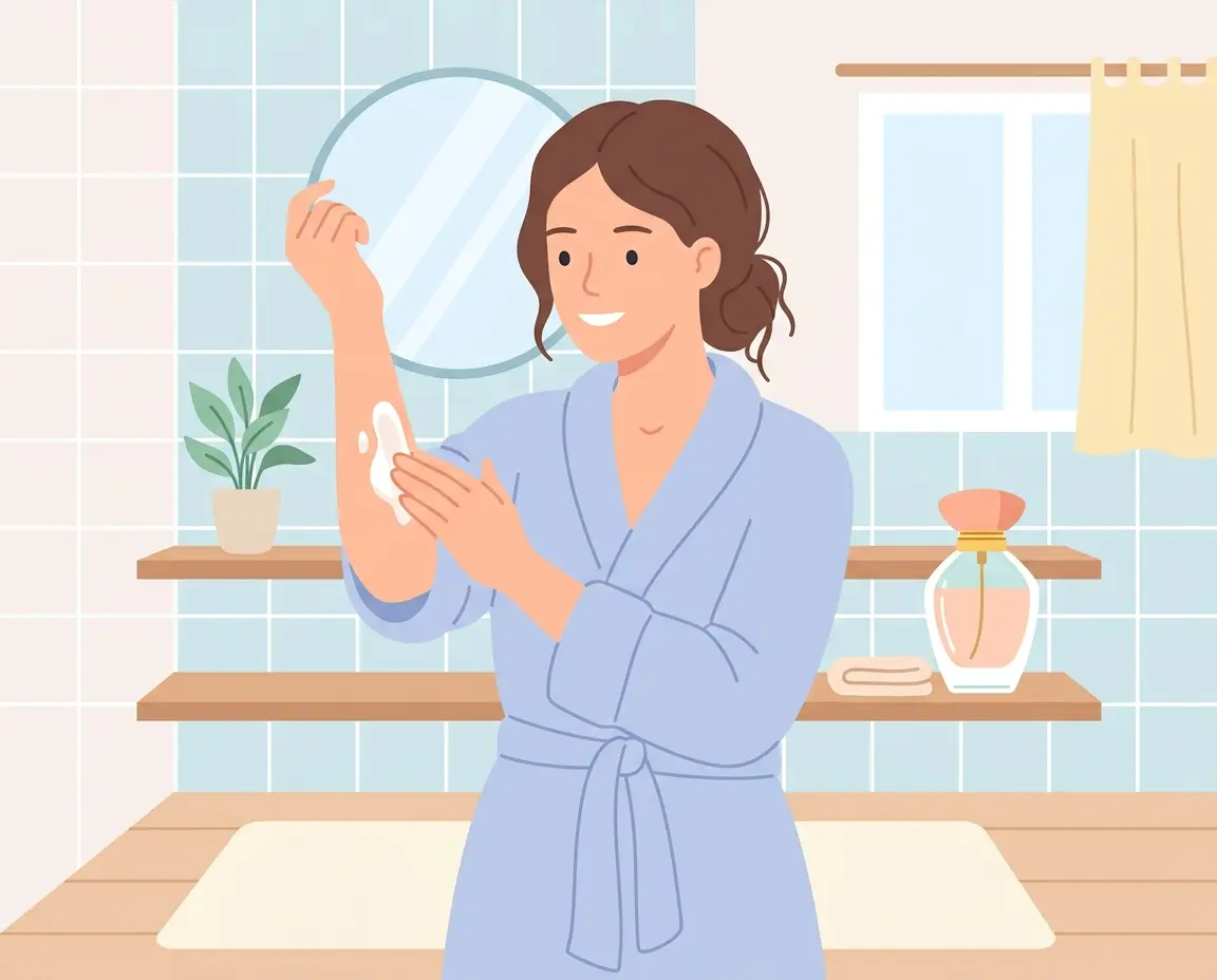바디로션을 바르는 모습과 향수의 사용 면적 비교