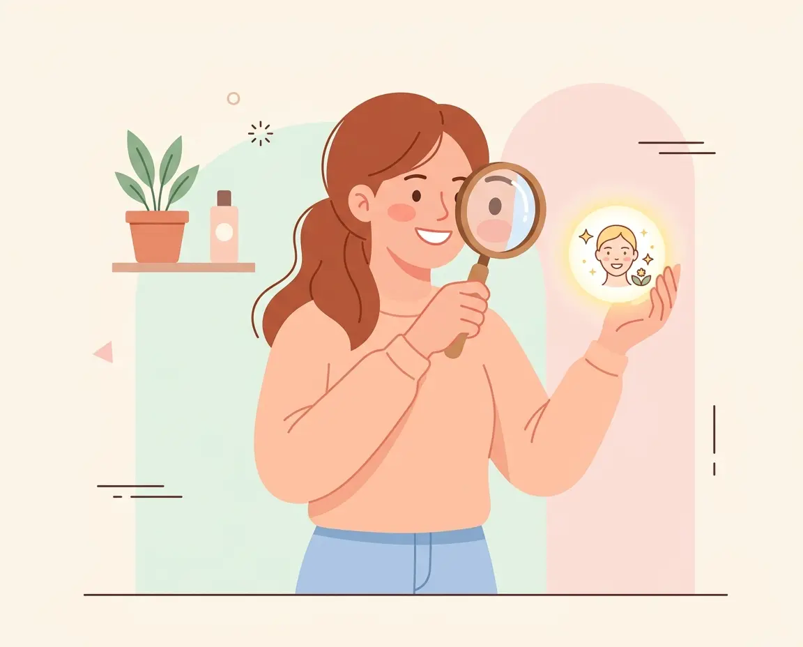 성인과 소아 아토피의 차이를 설명하는 친근한 여성 일러스트